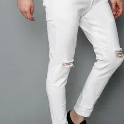 rusticblooms Men Slim Mid Rise White Jeans image 3