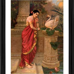 absecom Hansa Damayanti Swan Damayanti 1899 Painting With Wood Photo Frame 14 inch frame-picture-24