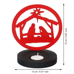 ecraftindia Red Wood Tea Light Candle Holder image 2