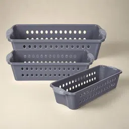 vubiq Plastic Multipurpose Storage Basket Set - Pack of 3 Storage Basket-picture-14