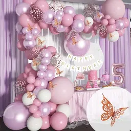 lala balloon Happy birthday gorgeous pink theme decoratin set for your kids. image 1