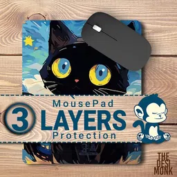 The Desi Monk Cat Painting Anti Skid Mouse Pad for Laptops and Computers Non Slip Base Mousepad image 4