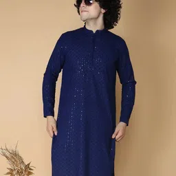 ladyflock Men Chikan Embroidery Cotton Rayon Straight Kurta-picture-21