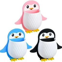 webdealz Plastic Penguin Design Wall Mounted Storage Organizer for Bathroom/Kitchen Etc x3.155 Storage Basket image 1