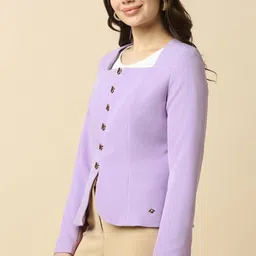 allen solly Women Solid Single Breasted Formal Blazer image 4