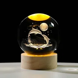 sebon 3D Crystal Ball Lamp -Dolphine , Aesthetic Bedroom Night Lamp - Shp1 Night Lamp-picture-19