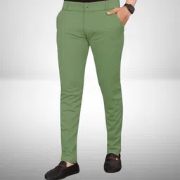 alvinenterprise Men Slim Fit Light Green Polyester Trousers-picture-27