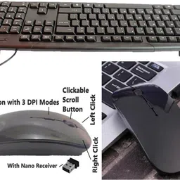 ANJO Wired Keyboard-Wireless Mouse-Mouse Pad-Cleaner Combo Set image 3