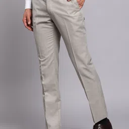 raymond Men Slim Fit Beige Polyester Trousers image 3