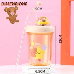 elecart Teddy bear Freezer Frosty Mug Lid Holder Cup with straw 390 ml Water Bottle image 2