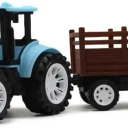 veryke Medium size friction powered plastic tractor toy with trailer wagon behind-picture-12