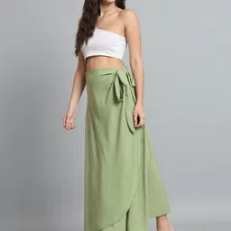 girl code Women Solid Wrap Around Green Skirt image 2