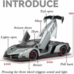 zhask Exclusive Alloy Metal Pull Back Die-cast Car 1:24 Big Lamborgini Veneno image 2