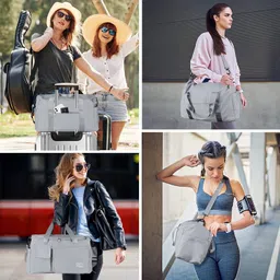 lnt 25 L Gym Duffel Bag - Lightweight Waterproof Backpack Carry Luggage Bag with Shoe Compartment - Grey image 3