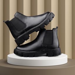 bxxy Men's New Stylish Black Slip-On Casual Chelsea, Party Wear Shoes Boots For Men-picture-9