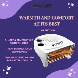 qualet Super Combo Glitter Super Efficient Electric Kettle (2 L, Silver) & Dazzler 2000 W Fan Room Heater image 3