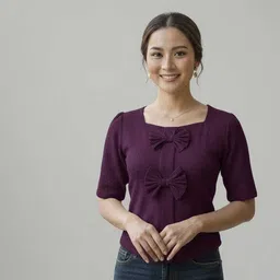 houseofcommon Casual Regular Sleeves Self Design Women Purple Top image 3