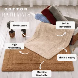 aurave Beige Geometric Cotton 24x16 Inches AntiSkid Bath Mat image 4