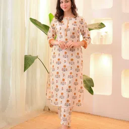 avni fashions Women Cotton Blend Kurta Pant Set-picture-35