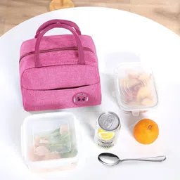 pinkmpire Portable Reusable Travel Tiffin Hand Lunch Bag with Aluminum Foil Inner Cover Waterproof Lunch Bag image 2