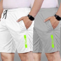 Pack of 2 Solid Men White, Grey Sports Shorts-image-21