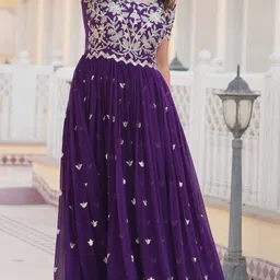 wedani lifestyle Embroidered Georgette Stitched Flared/A-line Gown image 3