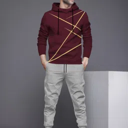 blive Men Night Suit Set Maroon, Grey Solid-picture-30