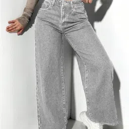 ben martin Women Loose Fit High Rise Grey Jeans image 3