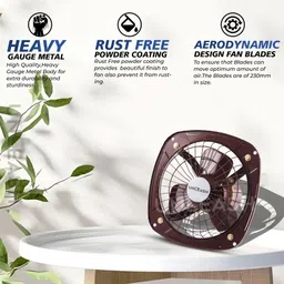 unleash Aero 9 inch (230 MM) Metal Exhaust Fan For Kitchen, Bathroom, Home & Industries 230 5 Blade Exhaust Fan image 4