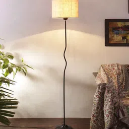 new era Basic Iron Floor Lamp with Jute Shade (Black & White) image 1