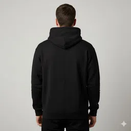 vnfusion Men Solid Hooded Neck Black Sweater image 2