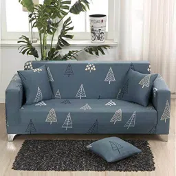 Grey Printed Polyester 17x72 Inch 2 Seater Sofa Cover by House of Quirk image 1