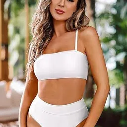 trixshla Bikini Sets Woven Women Bikini White Swimsuit image 2