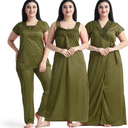 night keys Pack of 4 Women Nighty with Robe-picture-17