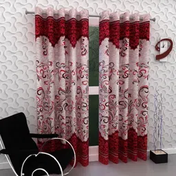 panipat textile hub 210 cm (7 ft) Polyester Semi Transparent Door Curtain (Pack Of 2)-picture-14