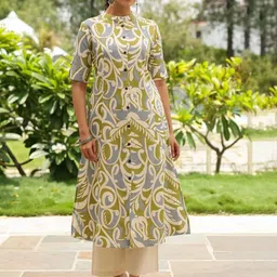 jatin fashion Women Printed Cotton Blend A-line Kurta image 3