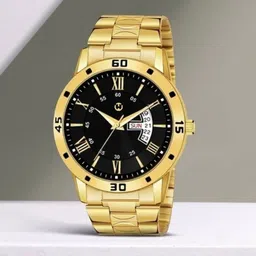 wizard times Golden Chain Strap Day & Date Analog Black Dial Formal Watch Water Resistant Analog Watch - For Men SK59-picture-16