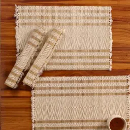 peepul tree Natural Grass Handmade Heat Resistant Offwhite 4 Seater Set of 4 (12x18inches) Table Placemats image 5