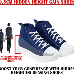 yuvrato baxi Men's 9.5 CM Hidden Height Increasing Lightweight Black Canvas Casual Shoes Boots For Men image 2