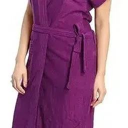 Terry Cotton Bathrobes For Women Wearable Quick Dry Magic Free Size(Purple)4 Free Size Bath Robe-image-61