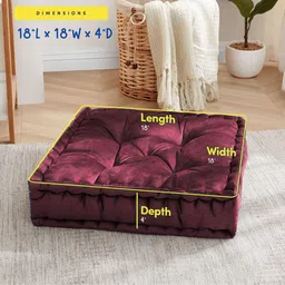 maatrikaa Vetiver Roots Floor Cushion Pack of 1 Solid Square Velvet Soft Padded Seat Pillow for Living Room,Bedroom,Office(18x18 Inch) image 3