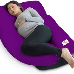 mom's moon Microfibre Pregnancy Pillow Pack of 1 Solid Pregnancy pillow with 100% cotton cover and zippered cover pack of 1 Purple-picture-15
