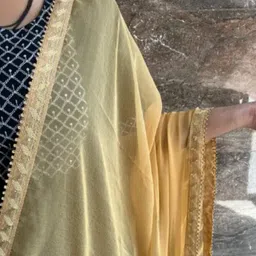 nishtha enterprise Chiffon Solid Gold Women Dupatta-picture-11