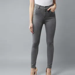 Women Slim Mid Rise Grey Jeans-image-26