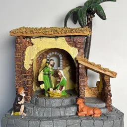 tachyon Holy Night Rotating Resin Nativity Set with Lights & Music Assembled 22 cm Pack of 1 image 3