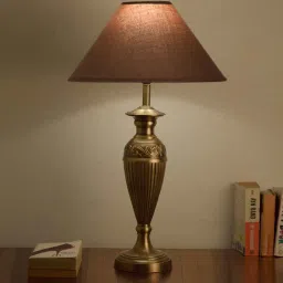 kapoor lampshades Ingleby Antique Brass Table Lamp With Beige Cotton Shade image 1