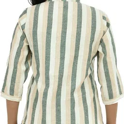 fabisho Women Regular Fit Striped Mandarin Collar Formal Shirt image 2