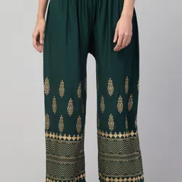 fambee Women Relaxed Dark Green Viscose Rayon Trousers-picture-20