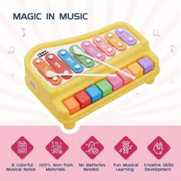 vihu BIG 2 in 1 Musical Piano and Xylophone Toy with 8 Colorful Keys & 2 Mallets 22 image 2