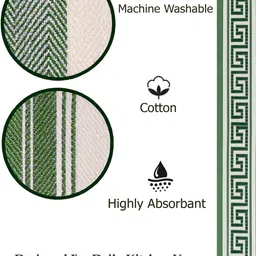 attica tracery White Waffle Towels with Green Border White Cloth Napkins image 3